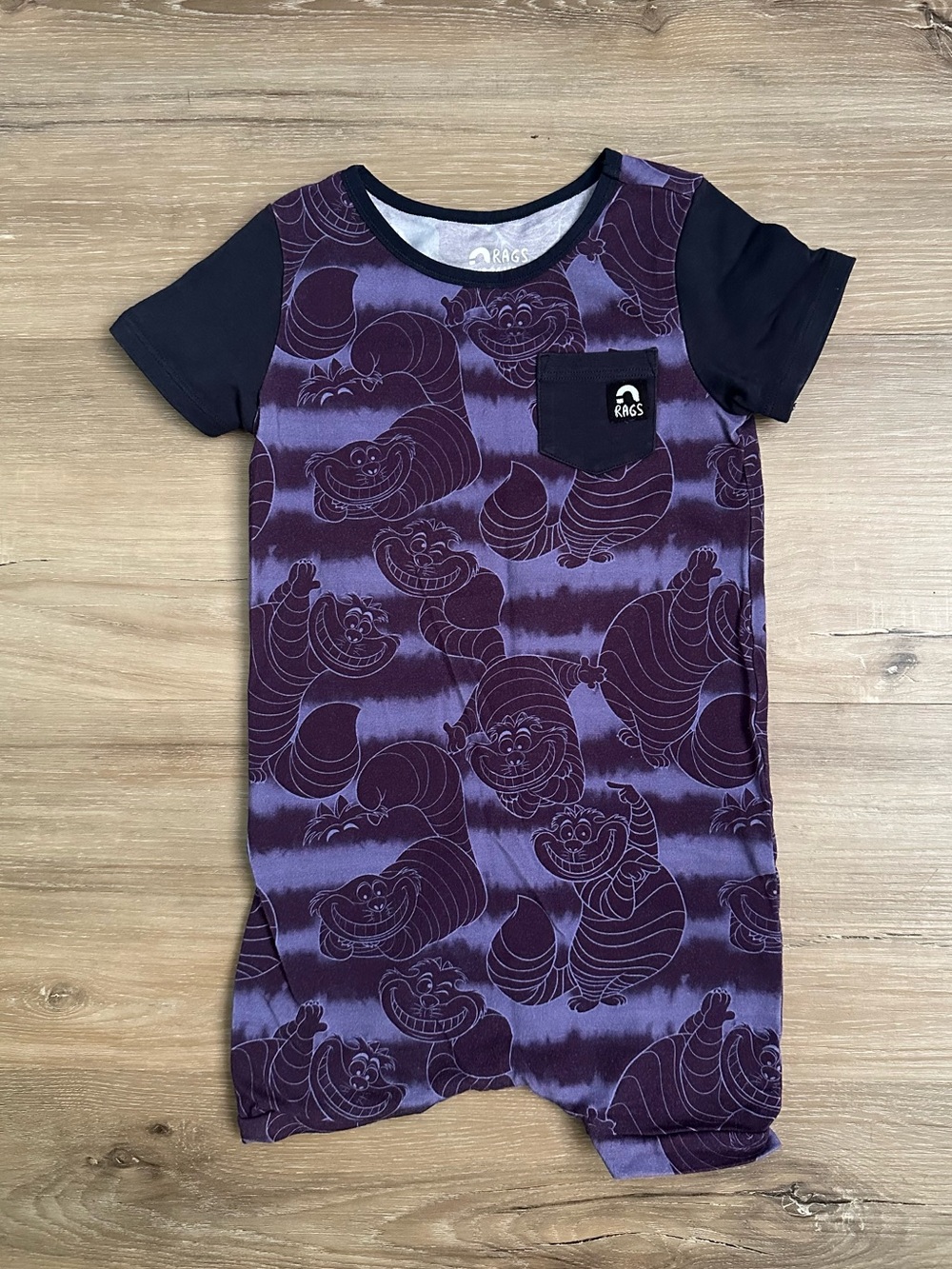 RAGS by Rags to Raches Cheshire Cat Alice In Wonderland Purple Romper 24M